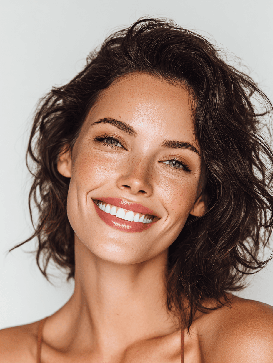 Woman in her 30s with clear, healthy skin — Prospela biodegradable face towels