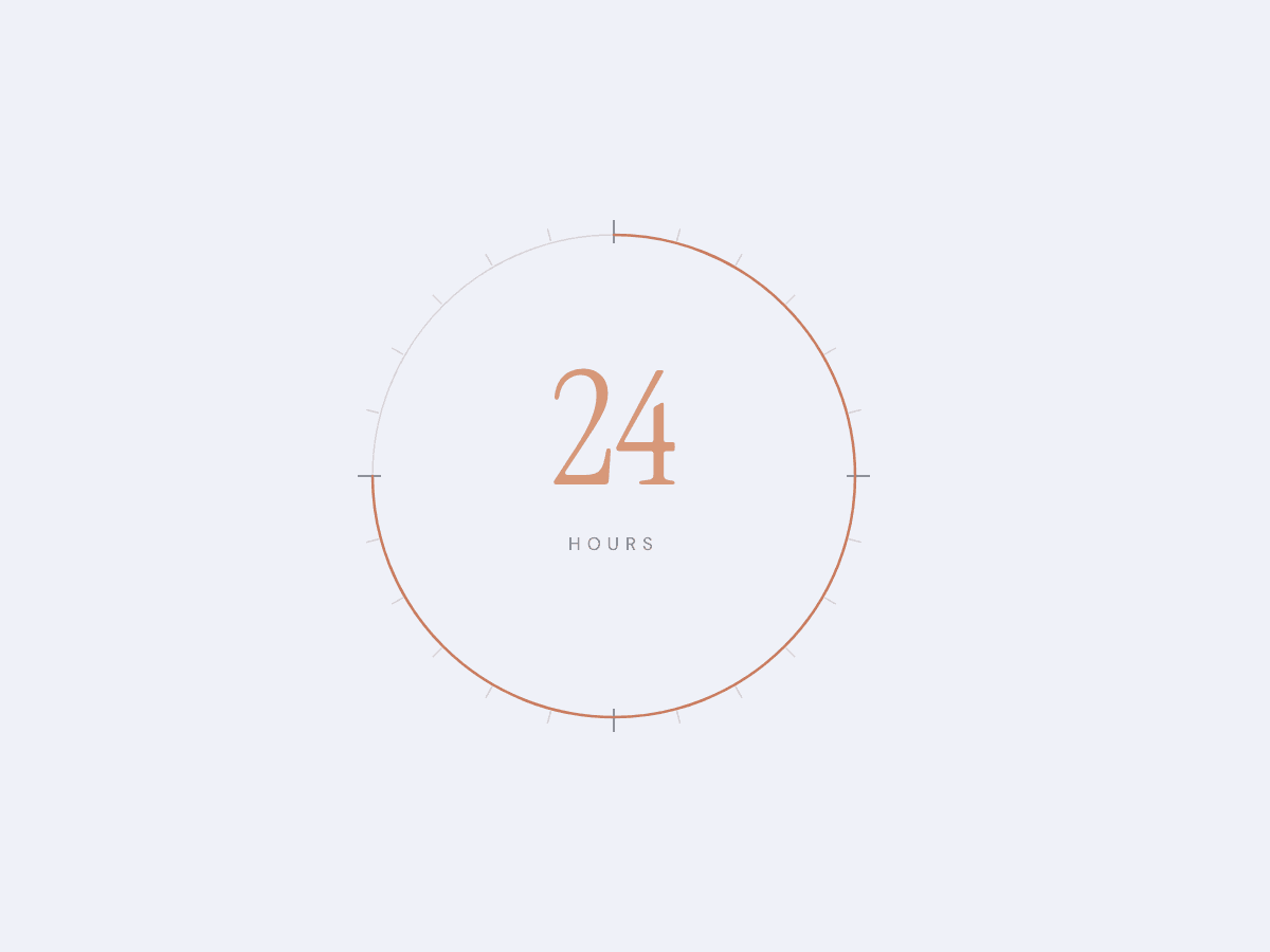 Editorial 24-hour clock illustration for an article on face towel bacteria, Prospela