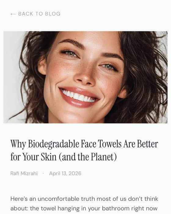 Your face towel might be sabotaging your skin.
After just 48 hours, it can hold millions of bacteria—yet most people keep using it day after day.
If you’re breaking out, dealing with irritation, or your skincare “isn’t working”… this could be the missing piece.
Switching to biodegradable face towels is one of the simplest upgrades:
✔️ No bacteria buildup
✔️ No detergent residue
✔️ Softer, cleaner contact with your skin
✔️ Better for the environment
Sometimes better skin isn’t about adding more products—
it’s about removing what’s quietly working against you.
Read the full breakdown on the blog.